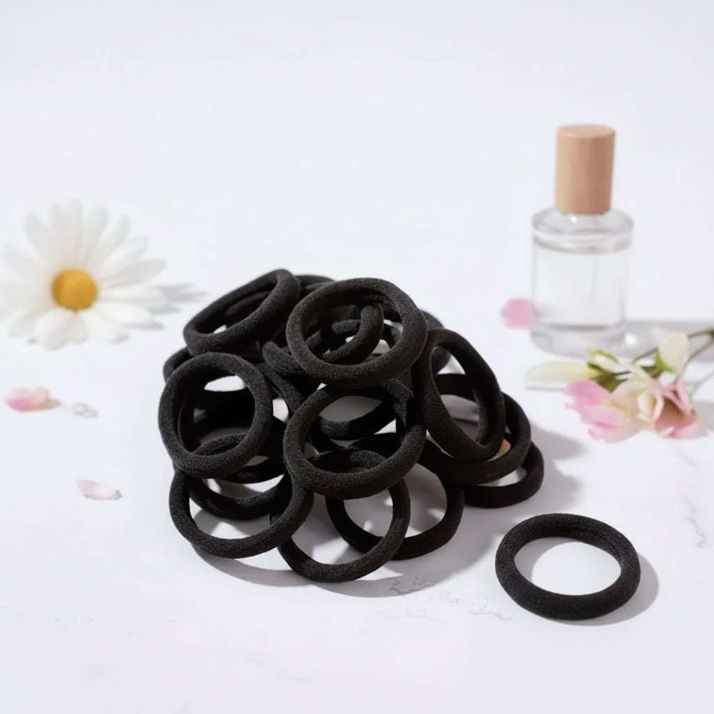 50 Black Hair Ties, High-elasticity