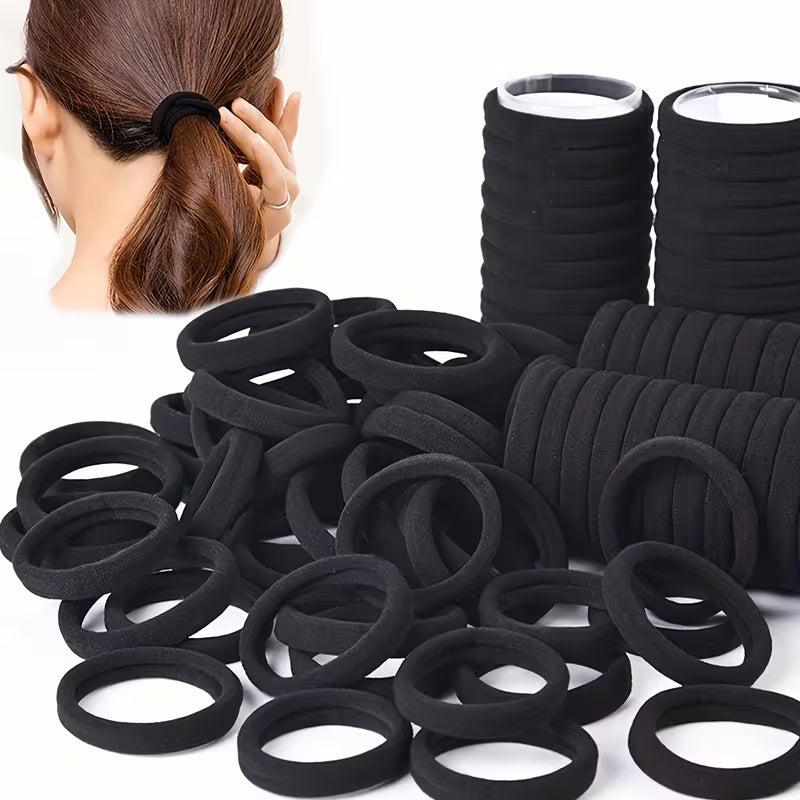 50 Black Hair Ties, High-elasticity