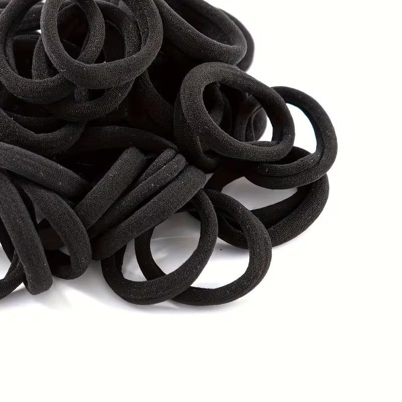50 Black Hair Ties, High-elasticity